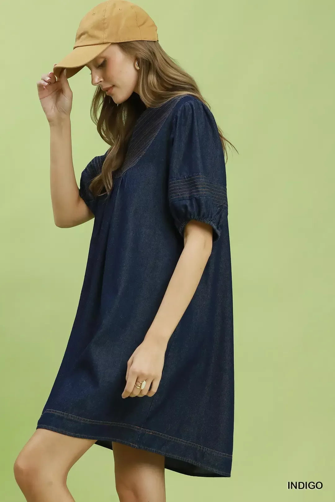 umgee mini dress Umgee Notched Puff Sleeve Mini Dress with Pockets – Montret
