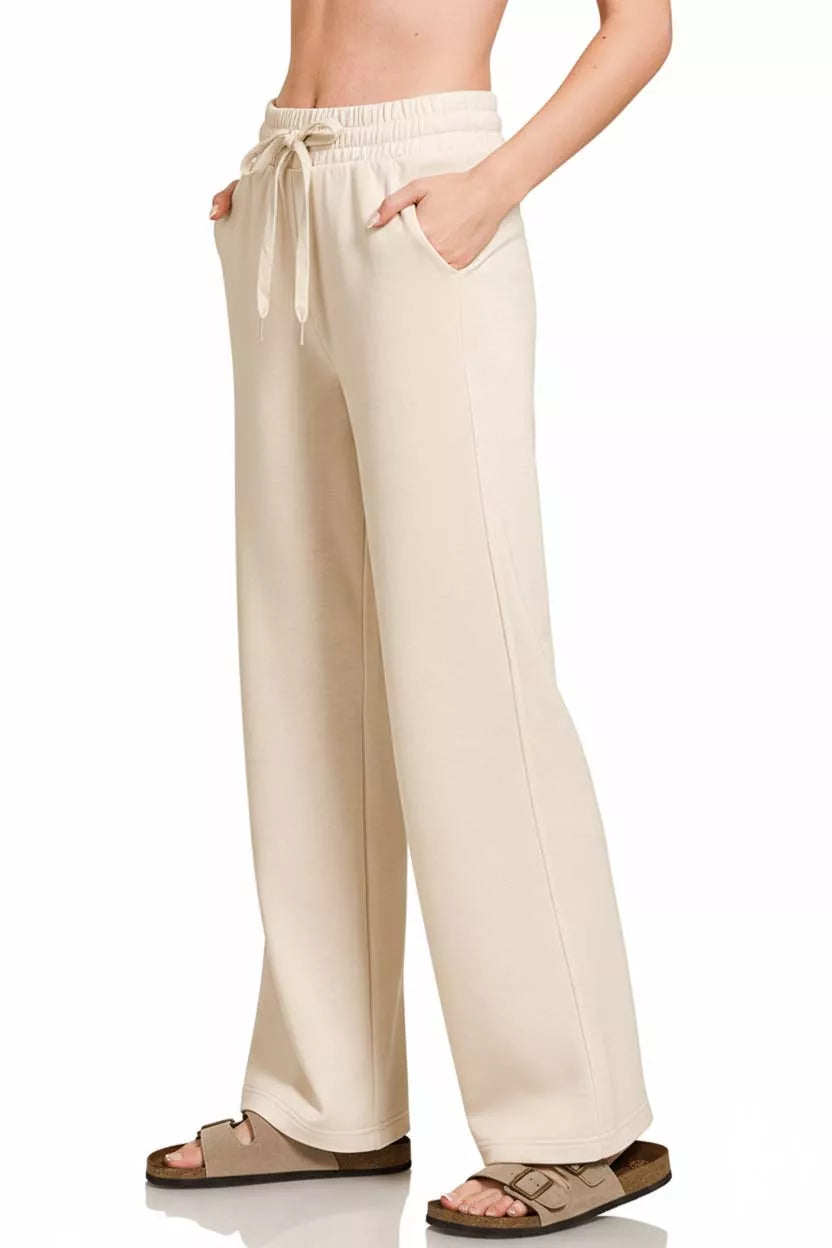 Zenana Scuba Drawstring Wide Leg Pants – Montret