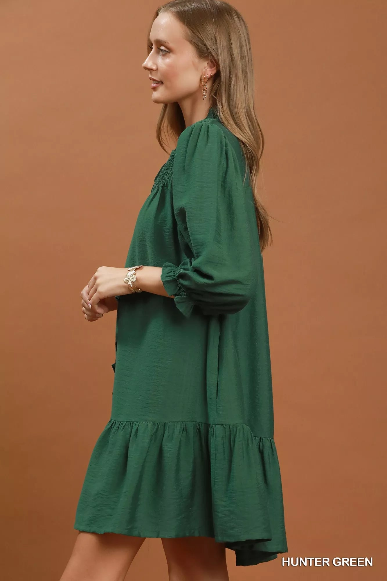 Umgee Smocked Ruffle Detail Tiered Mini Dress