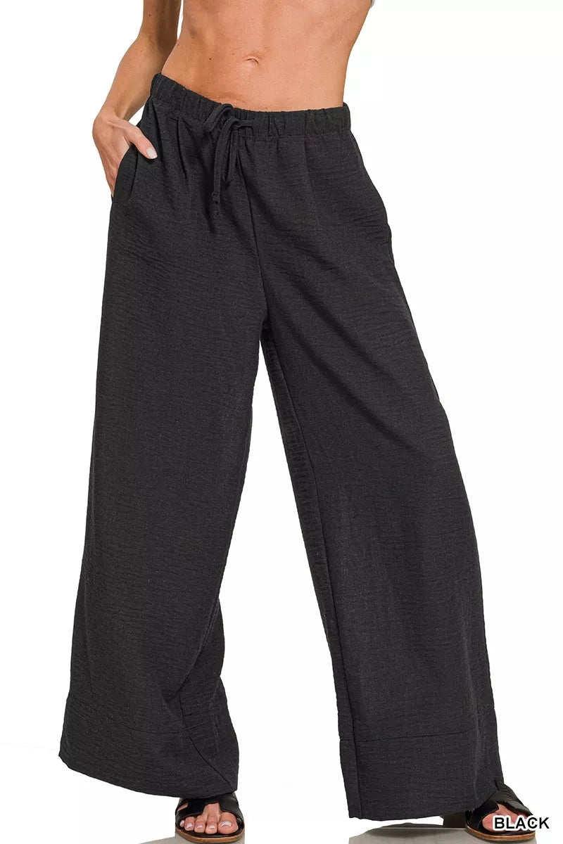 Zenana Woven Airflow Drawstring Pants – Montret
