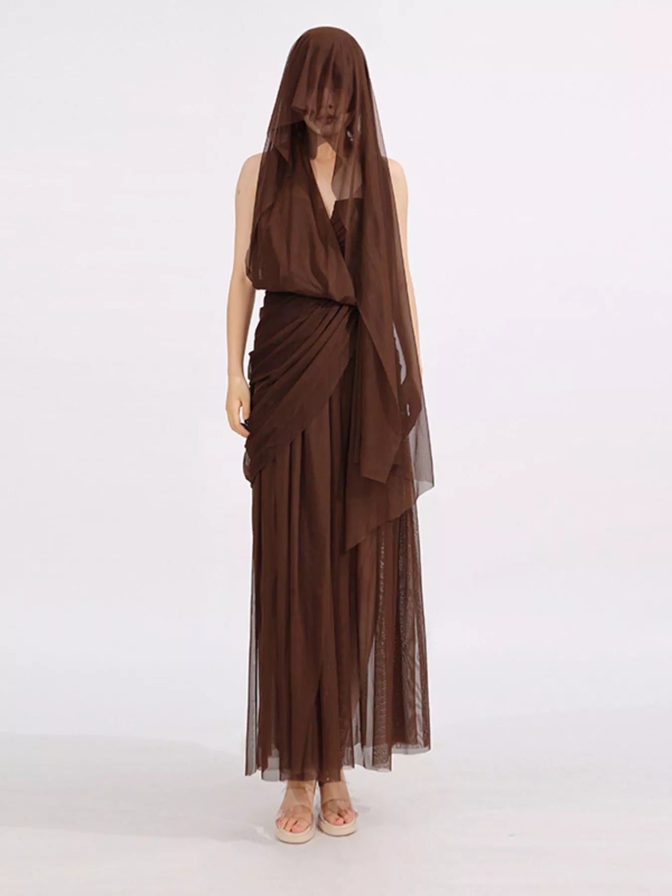 One-Shoulder Flowy Mesh Dress Montret One-Shoulder Flowy Mesh Dress Montret