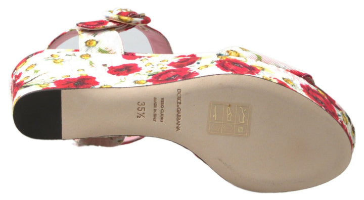 Dolce & Gabbana Floral Ankle Strap Wedge Sandals