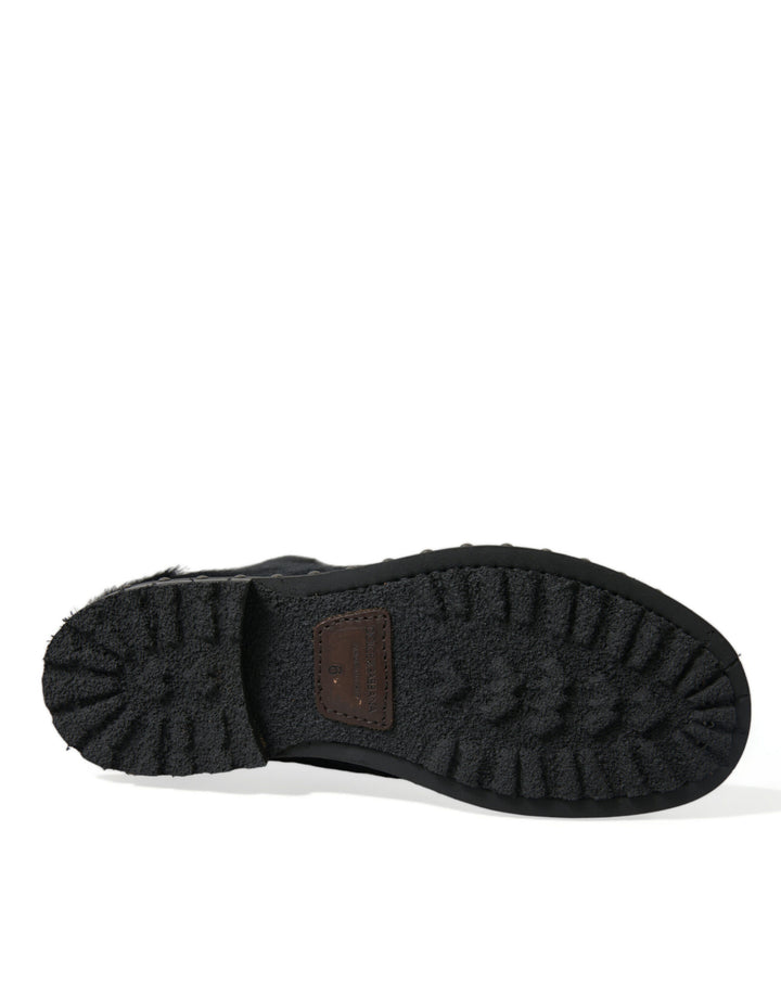 Dolce & Gabbana Elegant Black Calf Leather Lace-Up Boots