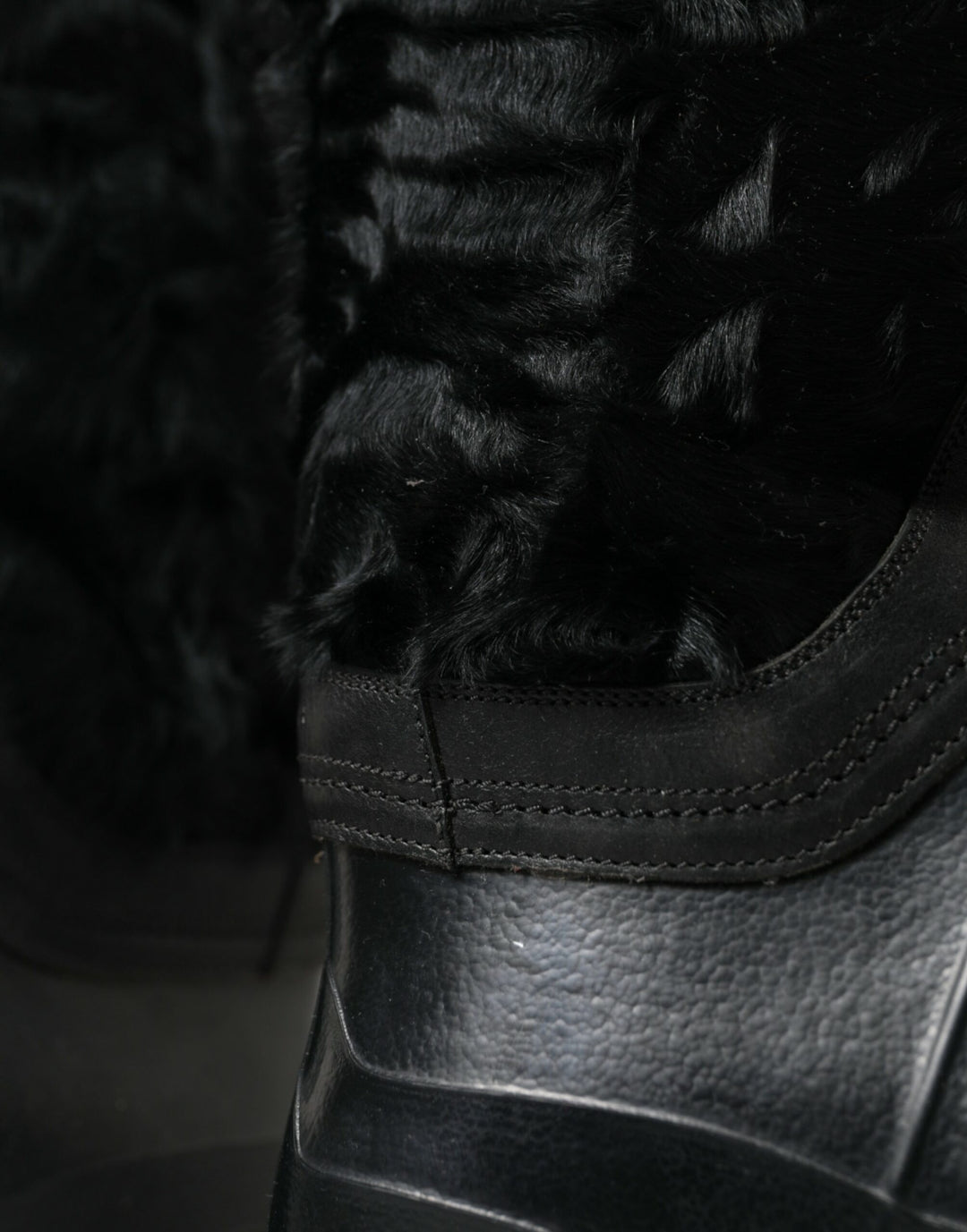 Dolce & Gabbana Sleek Black Shearling Mid Calf Boots