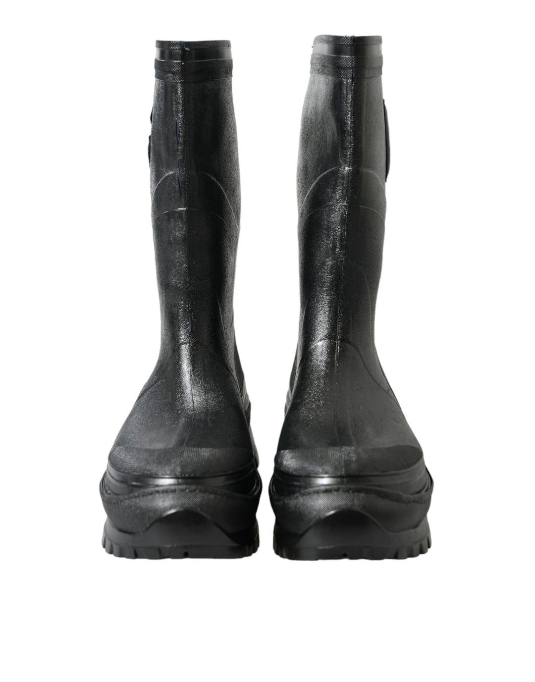 Dolce & Gabbana Sleek Metallic Rubber Rain Boots with DG Logo