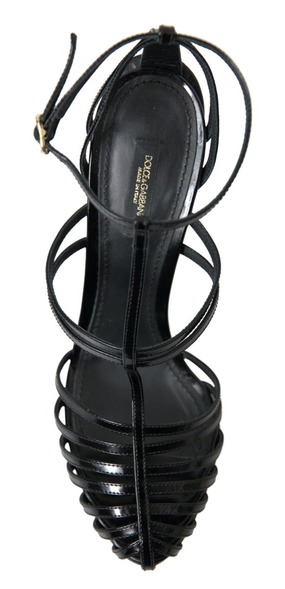 Dolce & Gabbana Elegant Black Leather Stiletto Sandals
