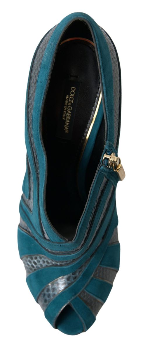 Dolce & Gabbana Chic Blue Peep Toe Stiletto Ankle Booties