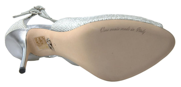 Dolce & Gabbana Elegant Shimmering Silver High-Heeled Sandals