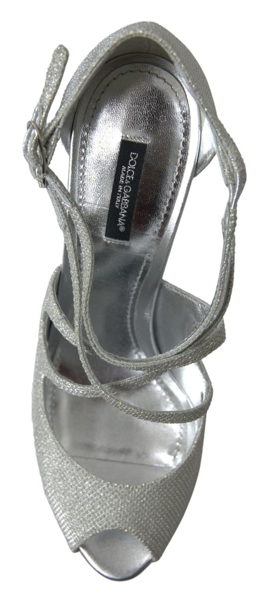 Dolce & Gabbana Elegant Shimmering Silver High-Heeled Sandals