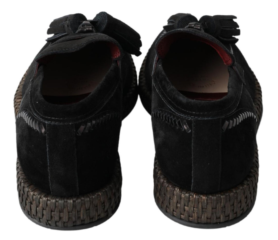 Dolce & Gabbana Chic Black Suede Espadrille Sneakers