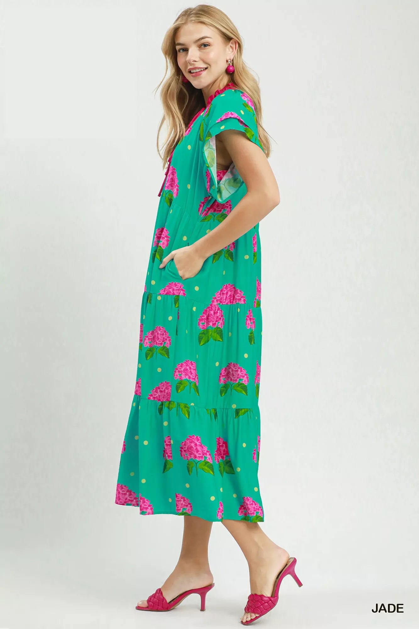 Umgee Hydrangea Print Tiered Midi Dress Montret Umgee Hydrangea Print Tiered Midi Dress Montret