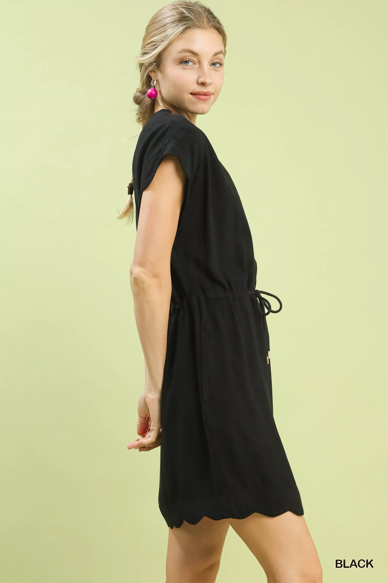 Umgee Linen Blend Scallop Hem Mini Dress Montret Umgee Linen Blend Scallop Hem Mini Dress Montret