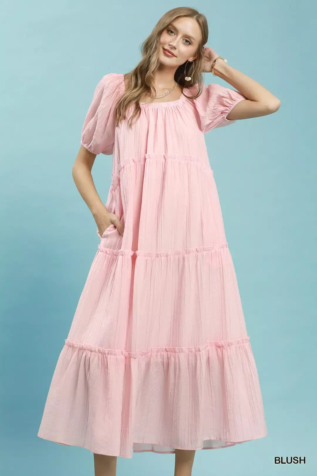 Umgee Textured Tiered Midi Dress – Montret