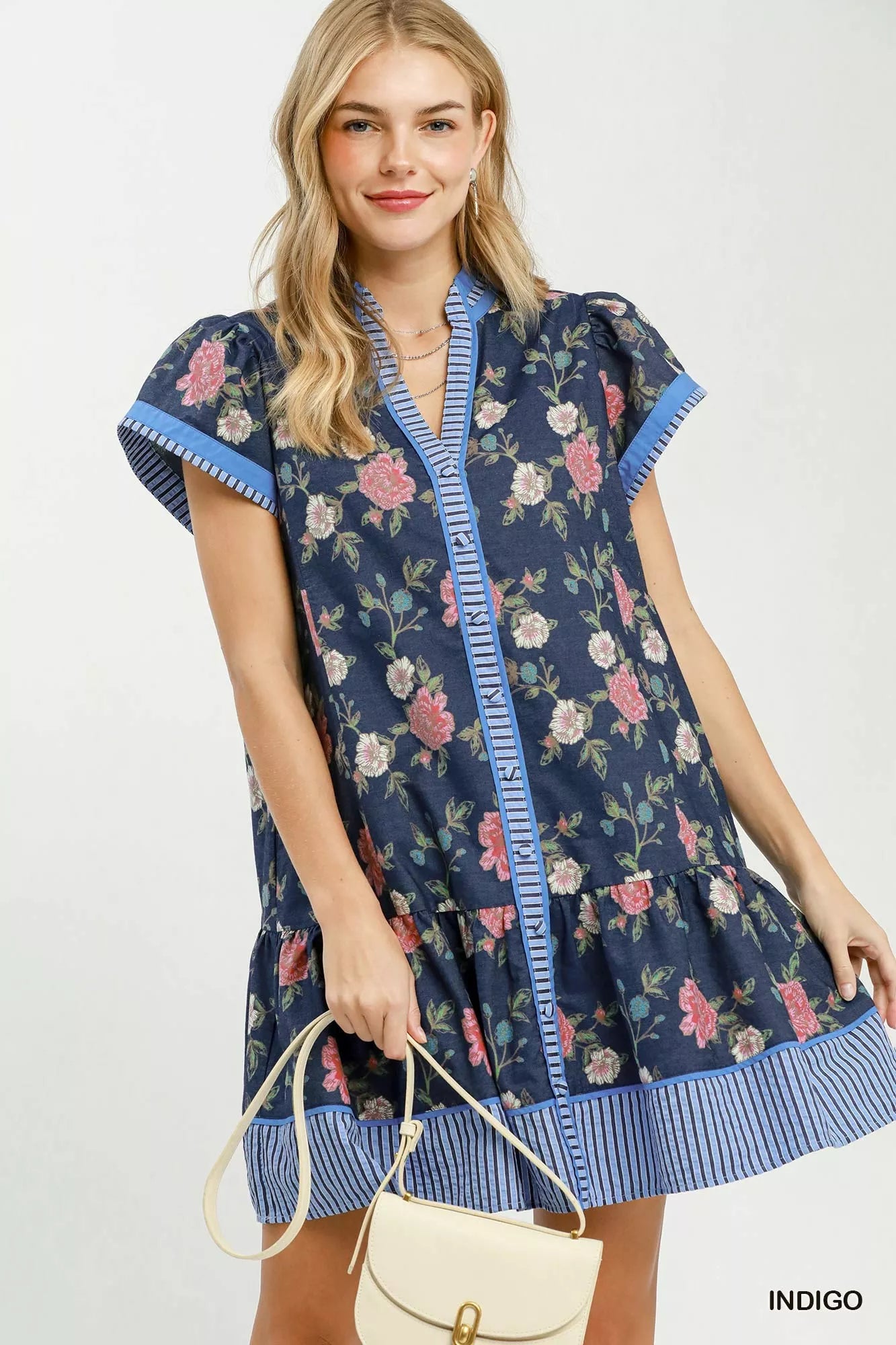 fall umgee dresses Umgee Plus Size Mix Floral Collared Midi Dress In Brown Mix
