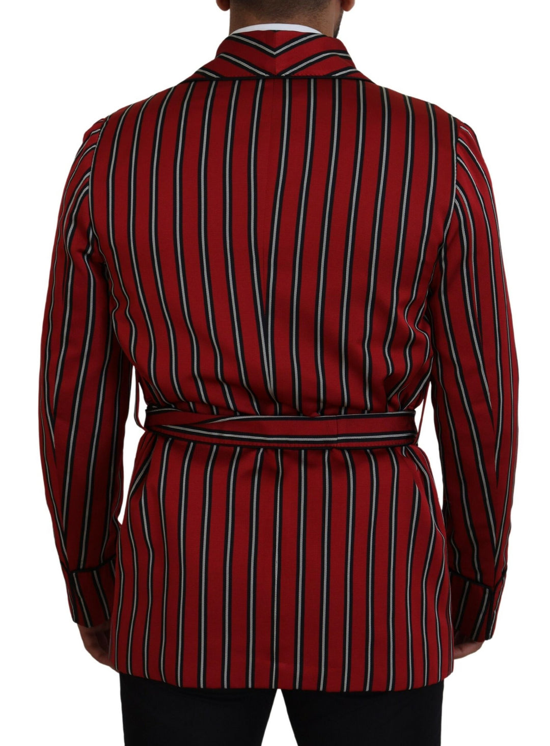 Dolce & Gabbana Elegant Red Striped Long Robe Luxury Wear