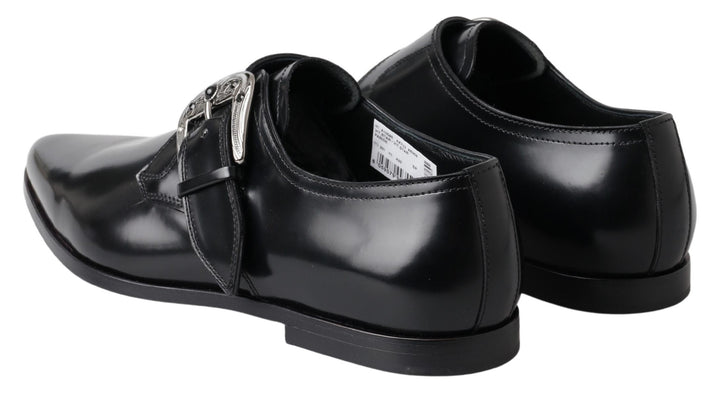 Dolce & Gabbana Elegant Black Leather Monk Strap Shoes
