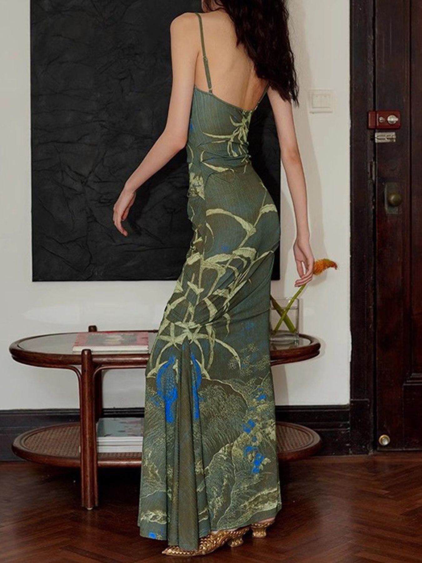 Printed Spaghetti Strap Maxi Dress – Montret
