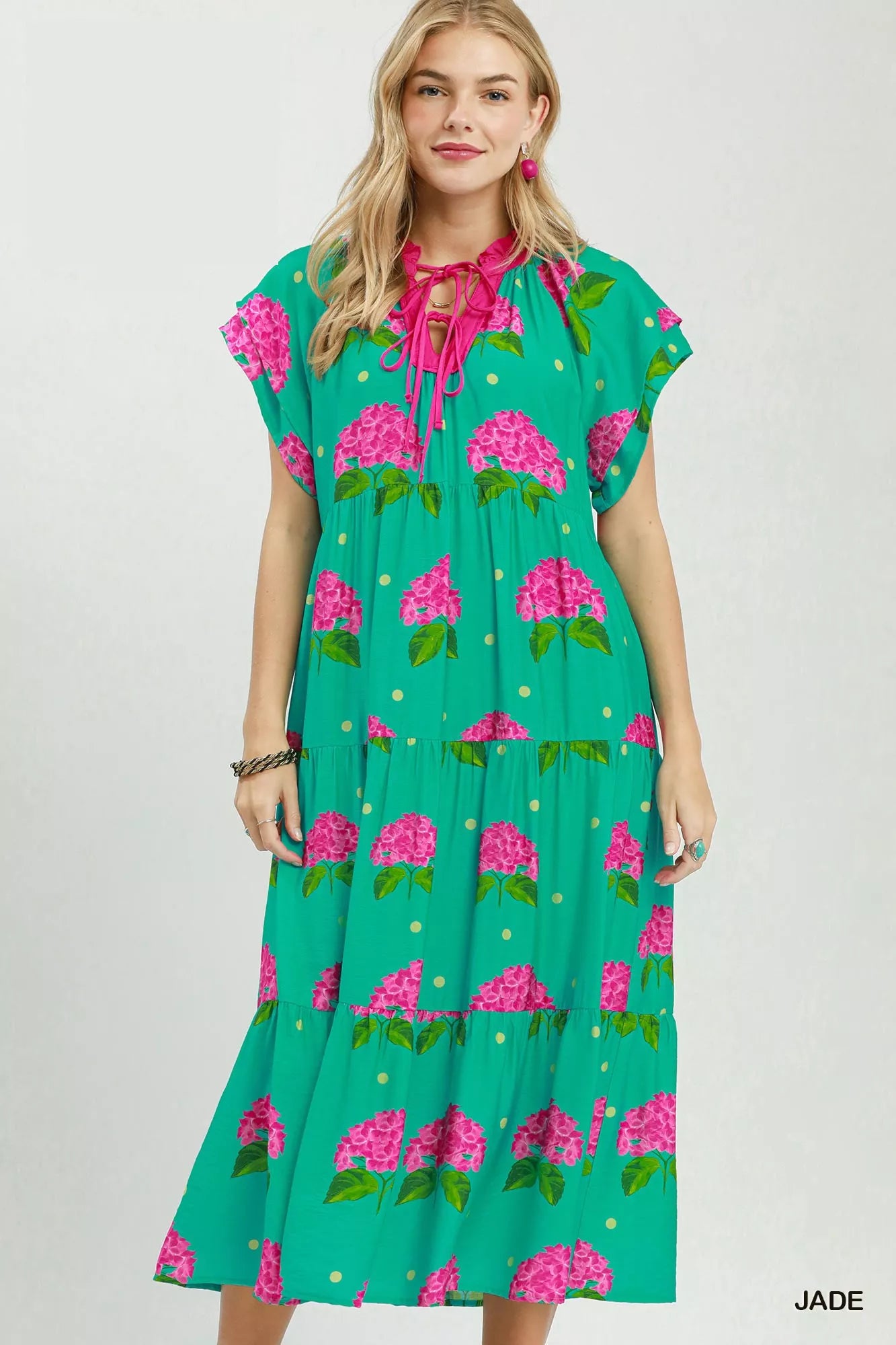 Umgee Hydrangea Print Tiered Midi Dress Montret Umgee Hydrangea Print Tiered Midi Dress Montret