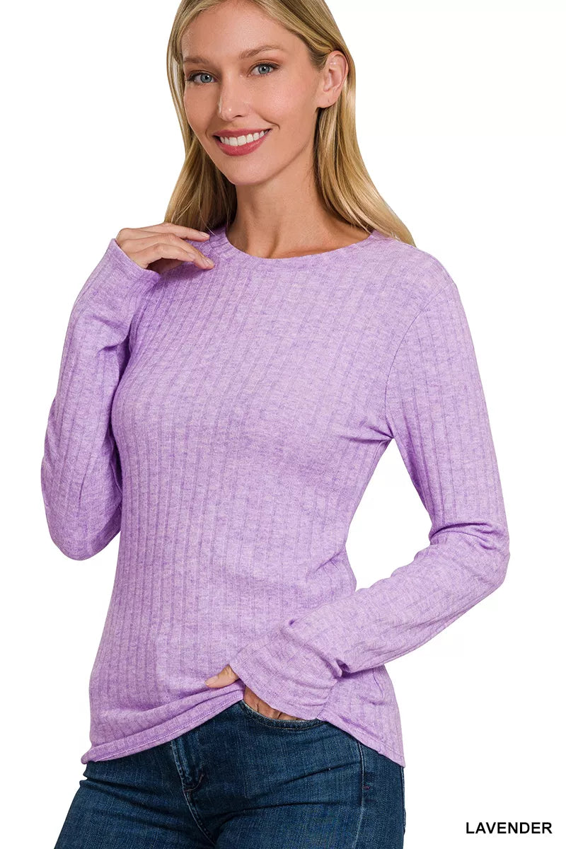 Zenana Ribbed Long Sleeve Round Neck T-Shirt – Montret