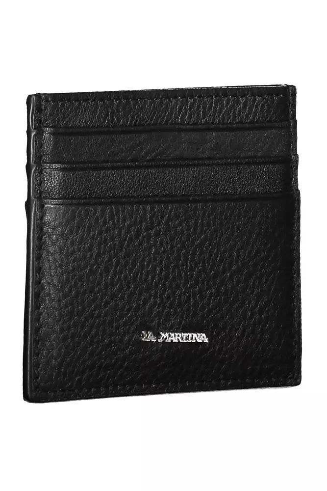 La Martina Sleek Black Leather Card Holder