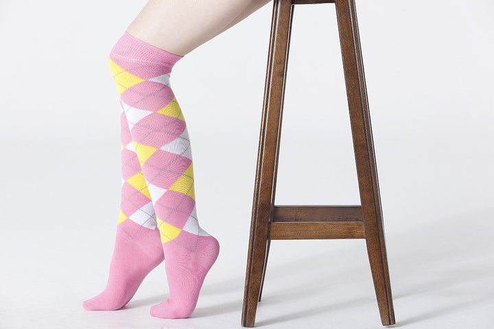 Mixed & Match Argyle Knee High Socks Set (5 Pack)