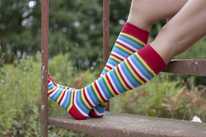 Colorful Stripe Knee High Socks Set (5 Pack)