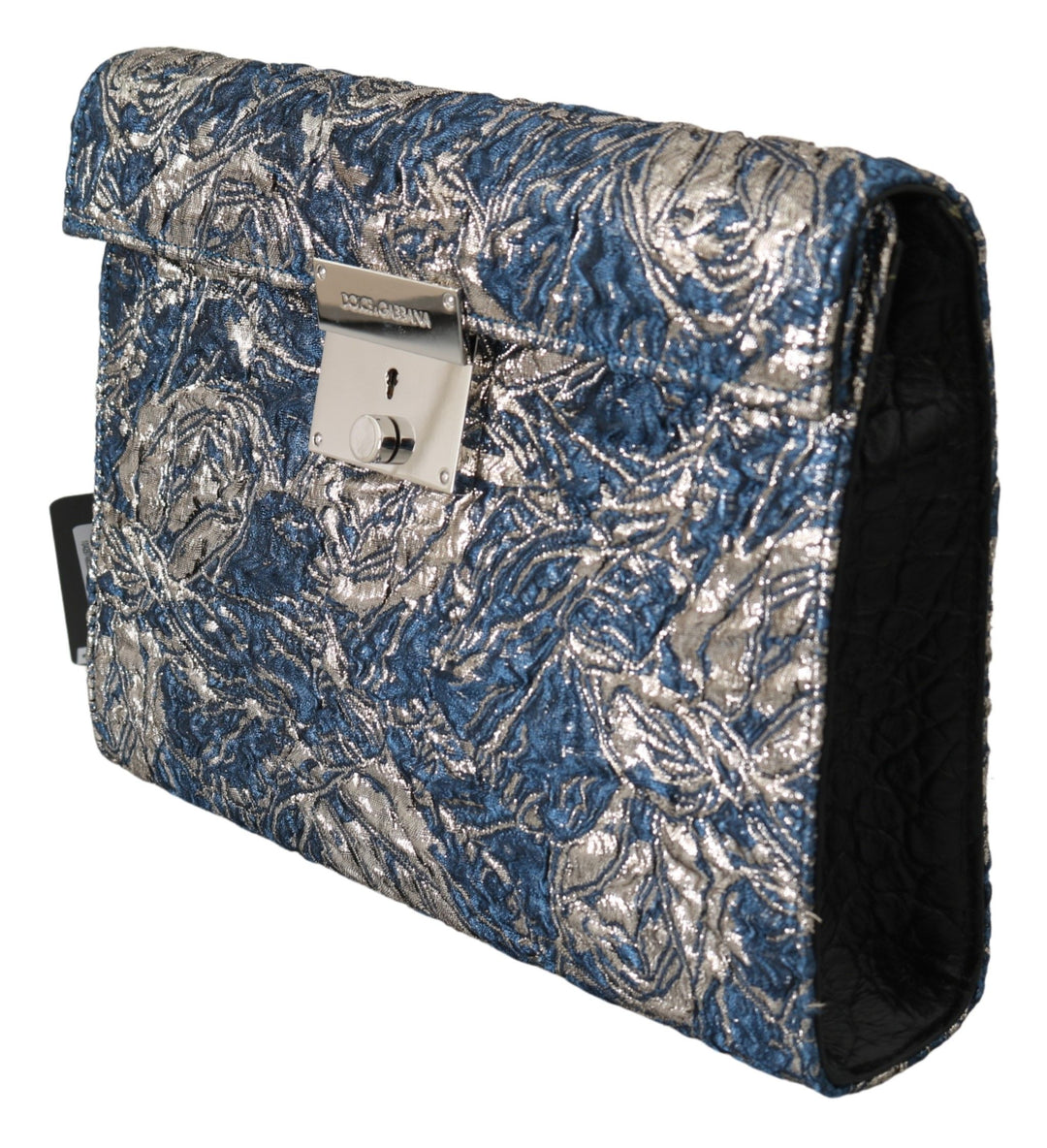 Dolce & Gabbana Elegant Blue Croc-Print Briefcase Clutch