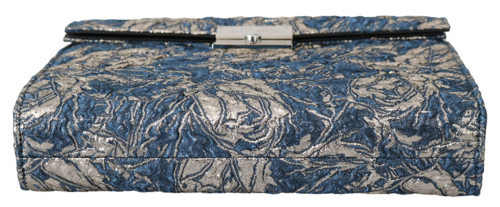 Dolce & Gabbana Elegant Blue Croc-Print Briefcase Clutch