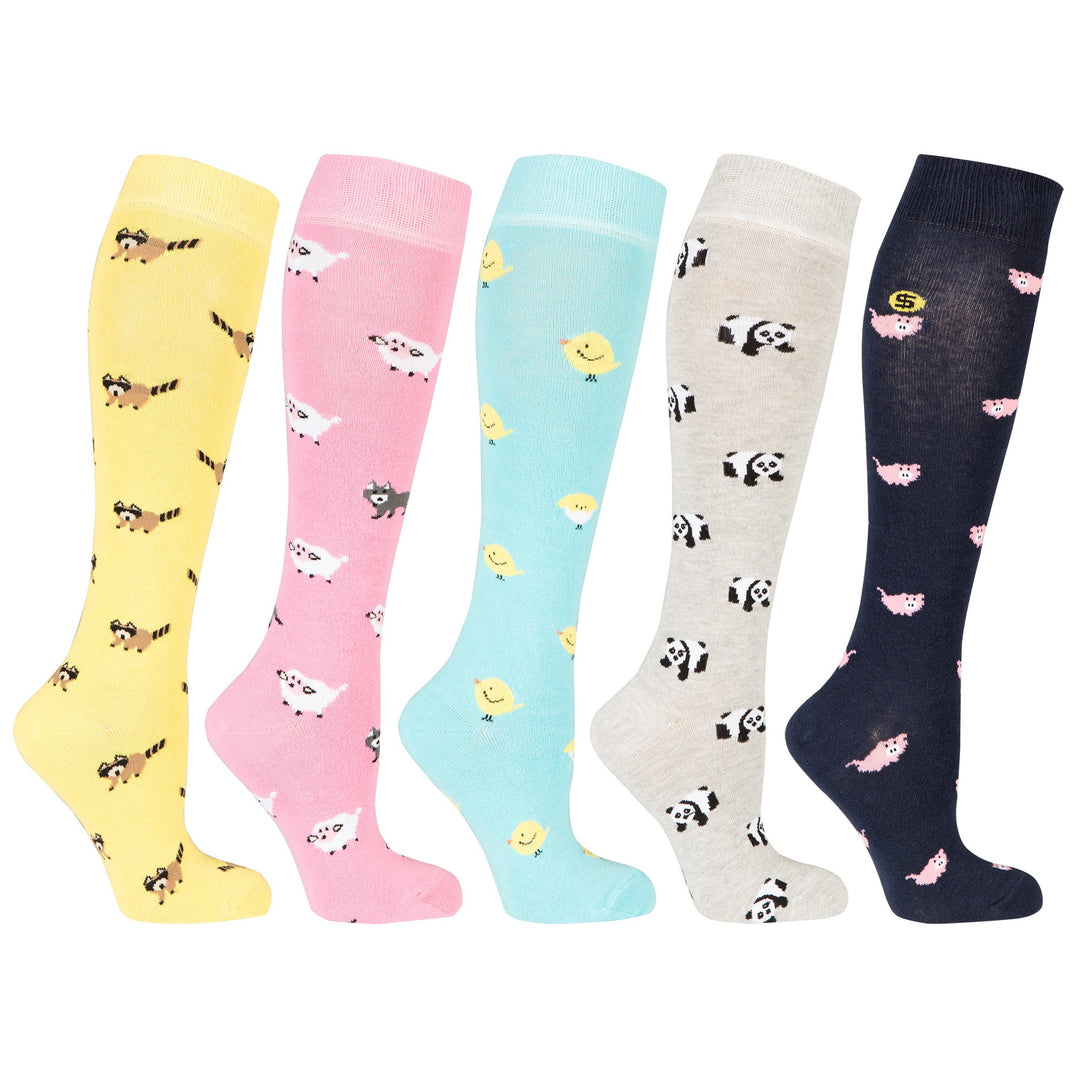 Cute Animals Knee High Socks Set (5 Pack)