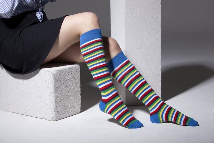 Colorful Stripe Knee High Socks Set (5 Pack)