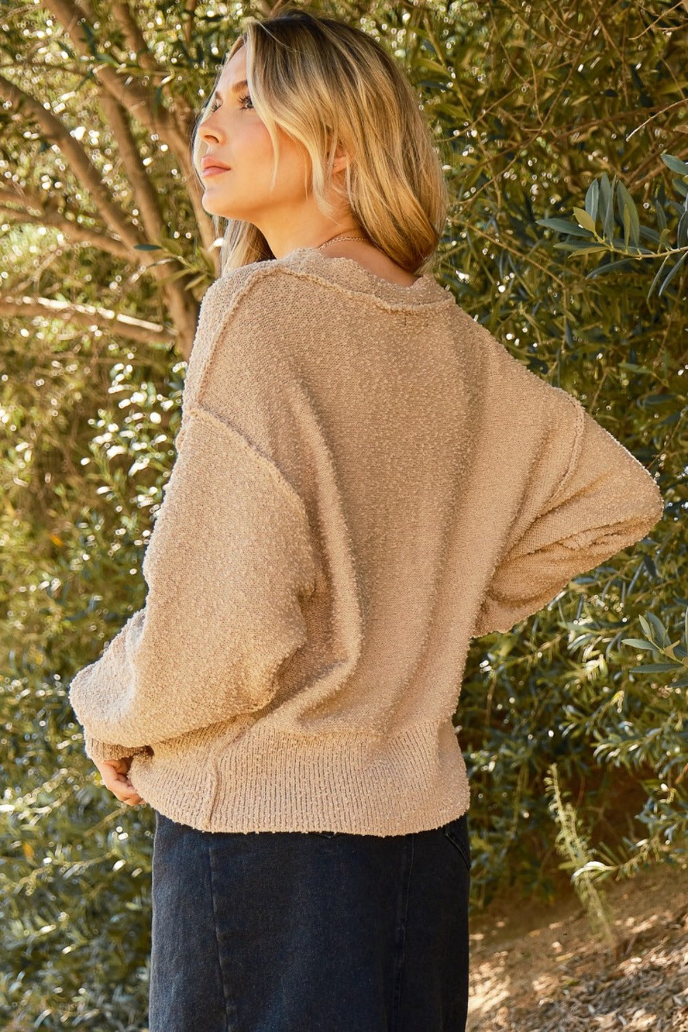 And The Why Popcorn-Pullover mit Knopfleiste