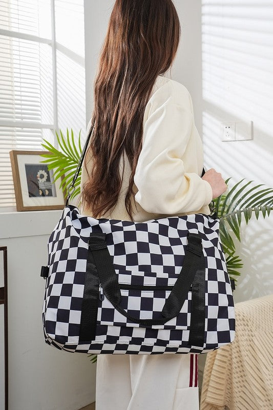 Zenana Checkered Multi-Pocket Travel Bag