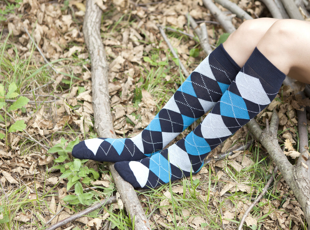 Women's High-Class Argyle Knee High Socks Set