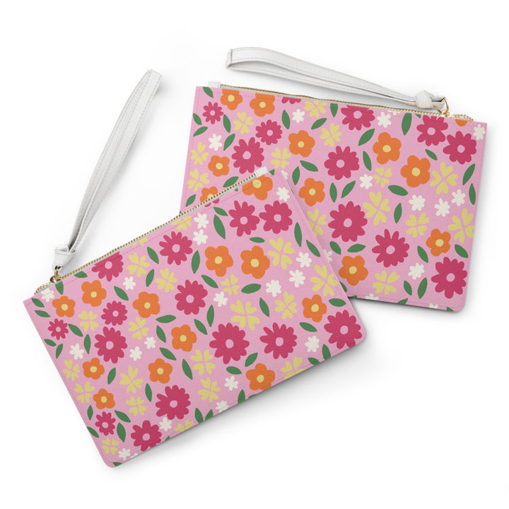Pink Flowered Clutch Bag