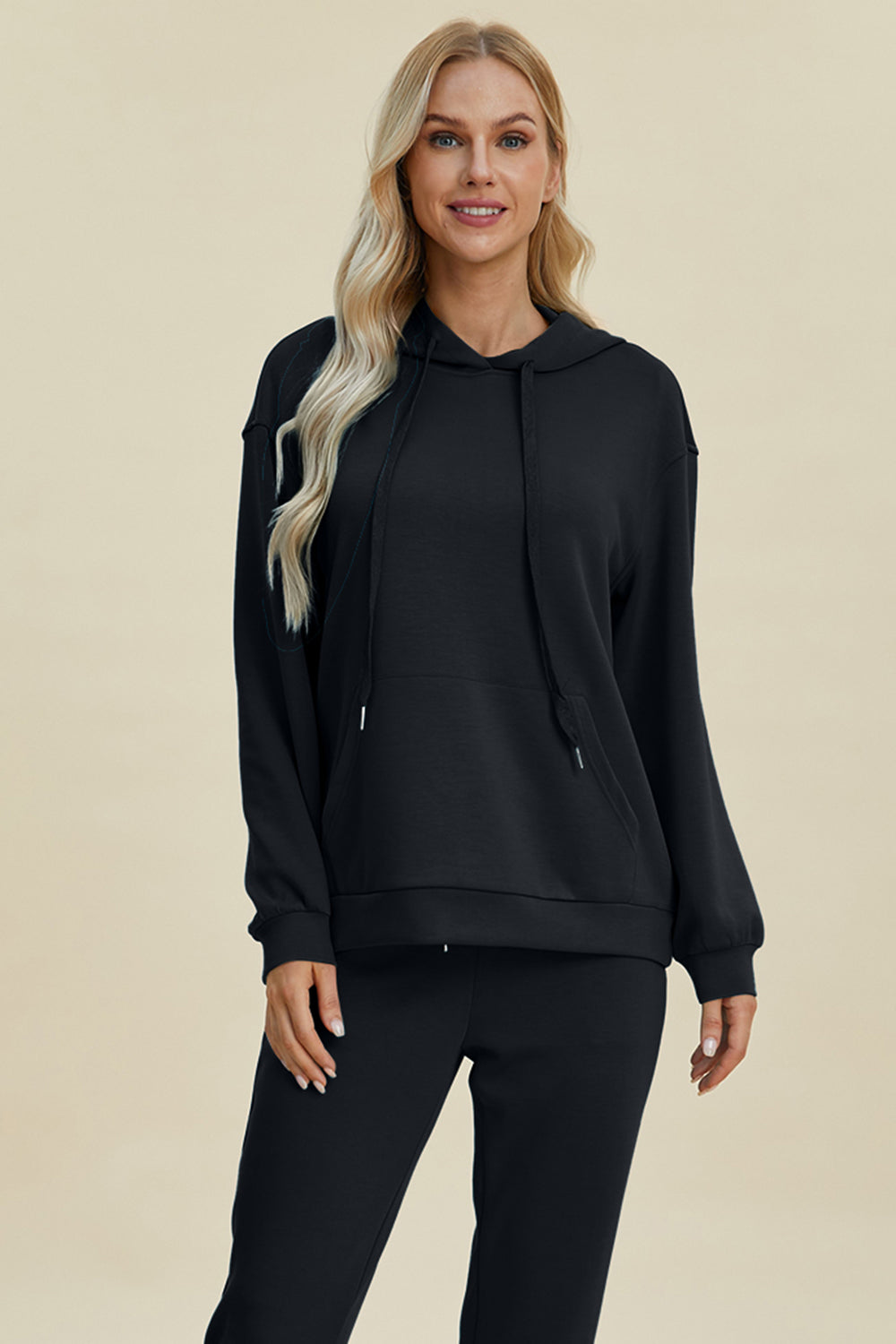 Basic Bae – Kapuzenpullover „Air Scuba“ in voller Größe mit Kordelzug und langen Ärmeln und Kängurutasche