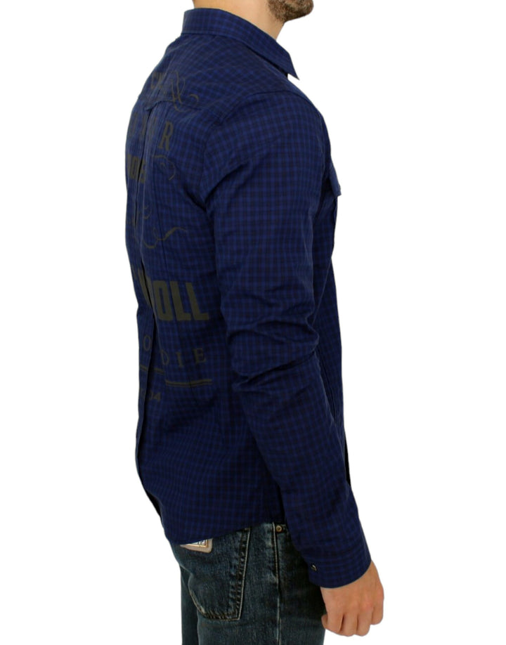 Costume National Chic Blue Checkered Casual Cotton Shirt