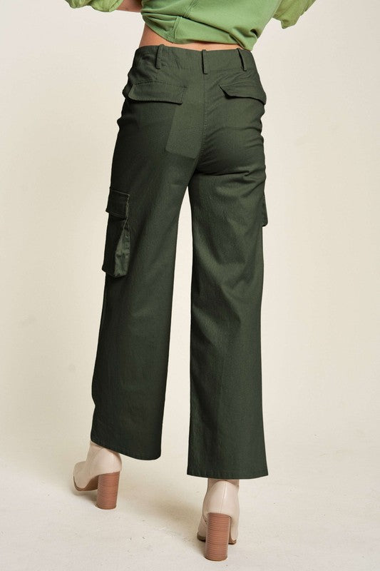 Davi & Dani Flap Pocket Mid Rise Cargo Pants