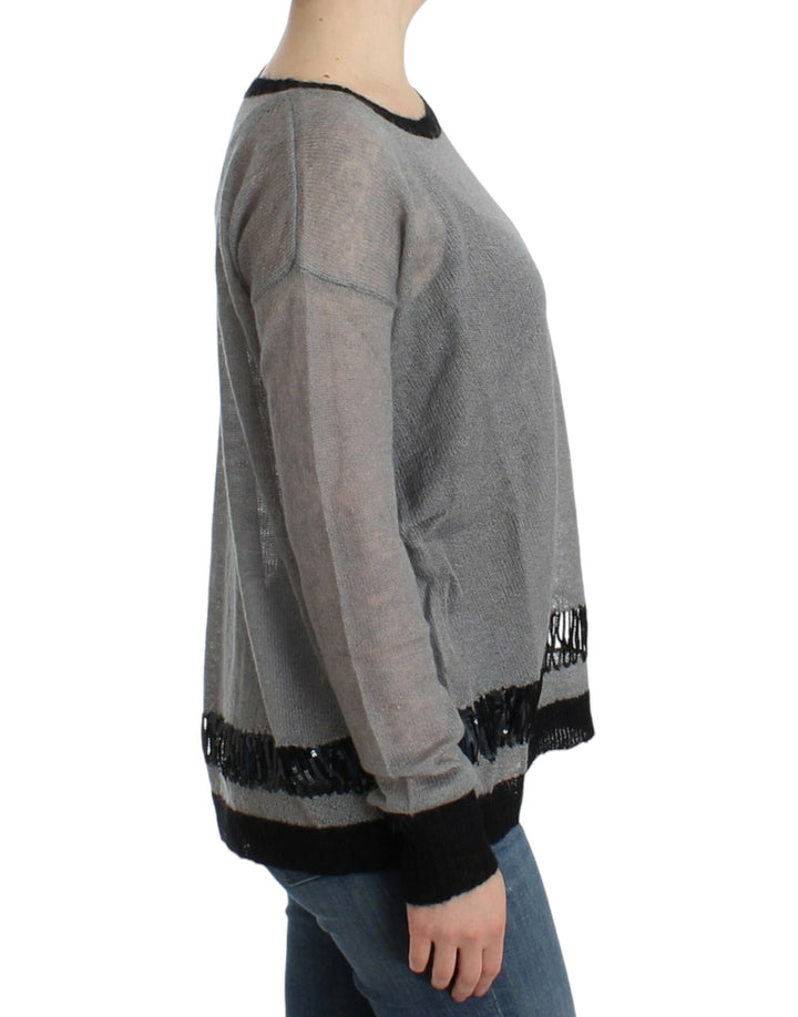 Costume National Chic Asymmetric Embellished Knit Sweater