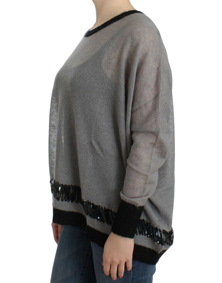 Costume National Chic Asymmetric Embellished Knit Sweater