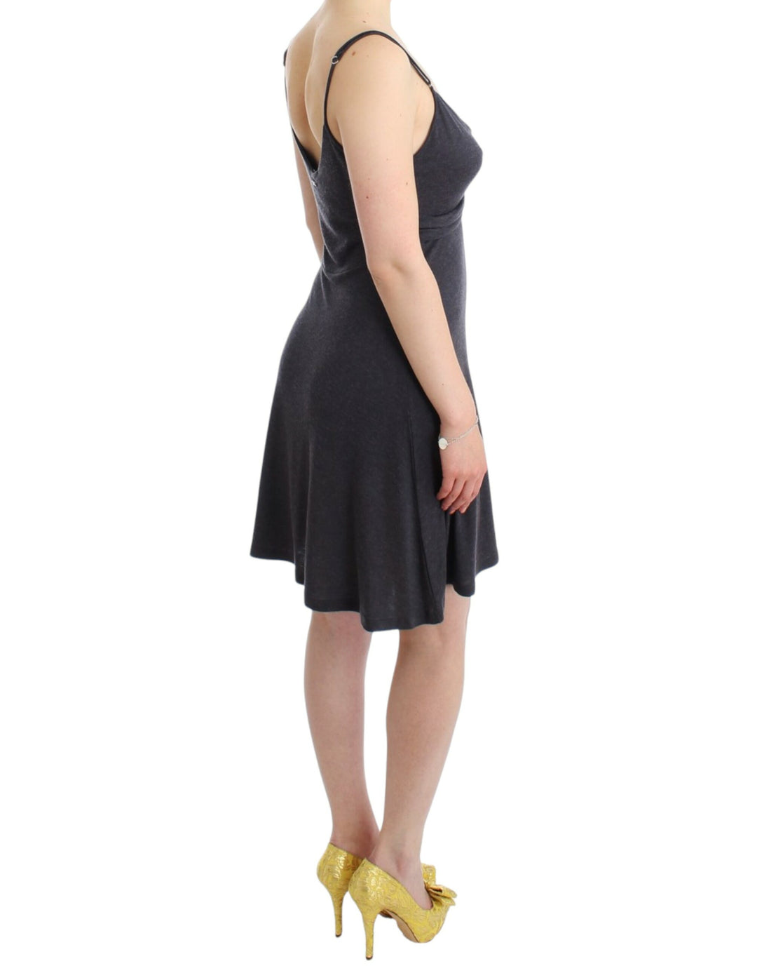 Costume National Chic Gray Knee-Length Spaghetti Strap Dress