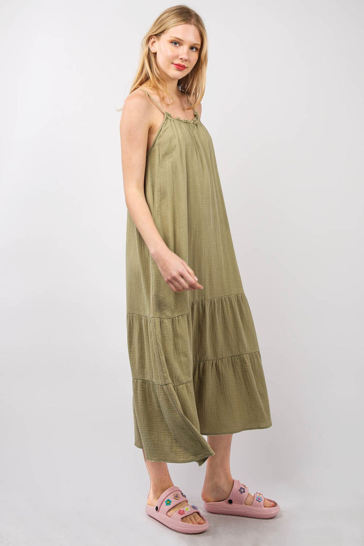 VERY J – A-Linien-Midi-Camisole-Kleid mit Rüschen