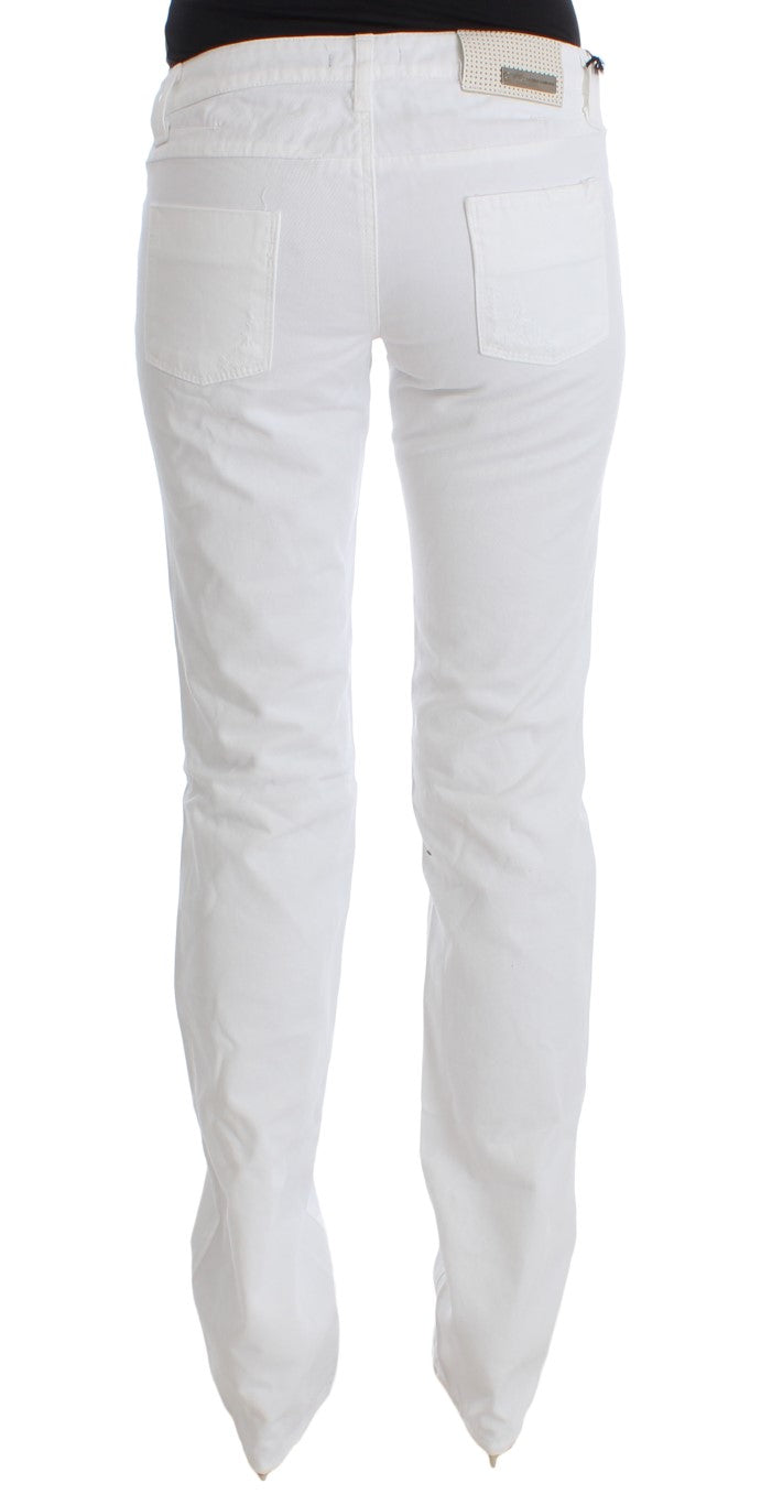 Costume National Chic Slim Fit White Cotton Jeans