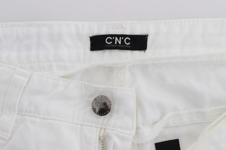 Costume National Chic Slim Fit White Cotton Jeans