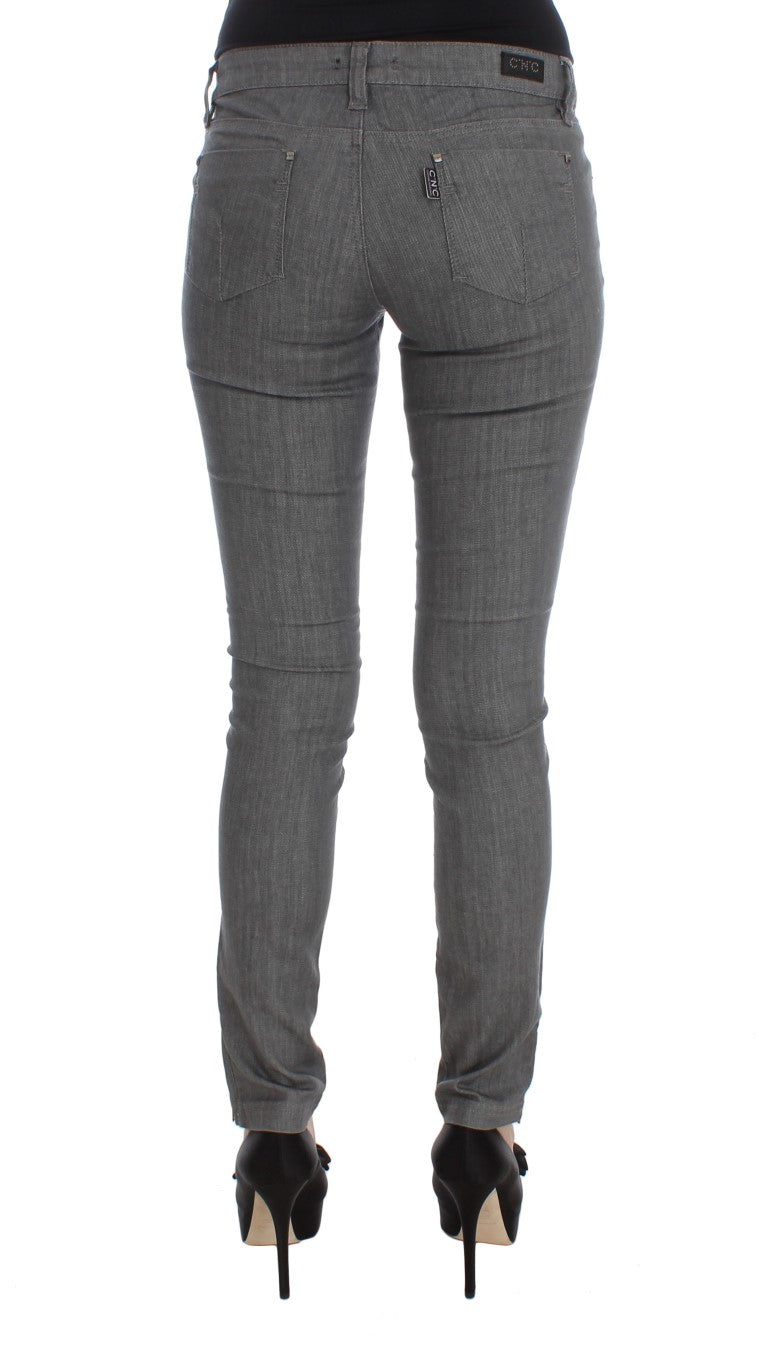 Costume National Chic Gray Slim-Fit Designer Jeans