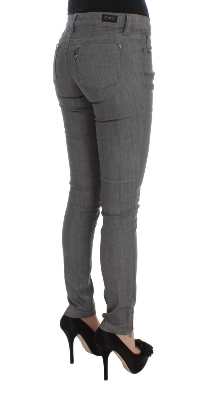 Costume National Chic Gray Slim-Fit Designer Jeans