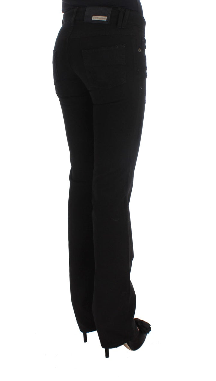 Costume National Chic Black Slim Fit Zippered Cotton Jeans