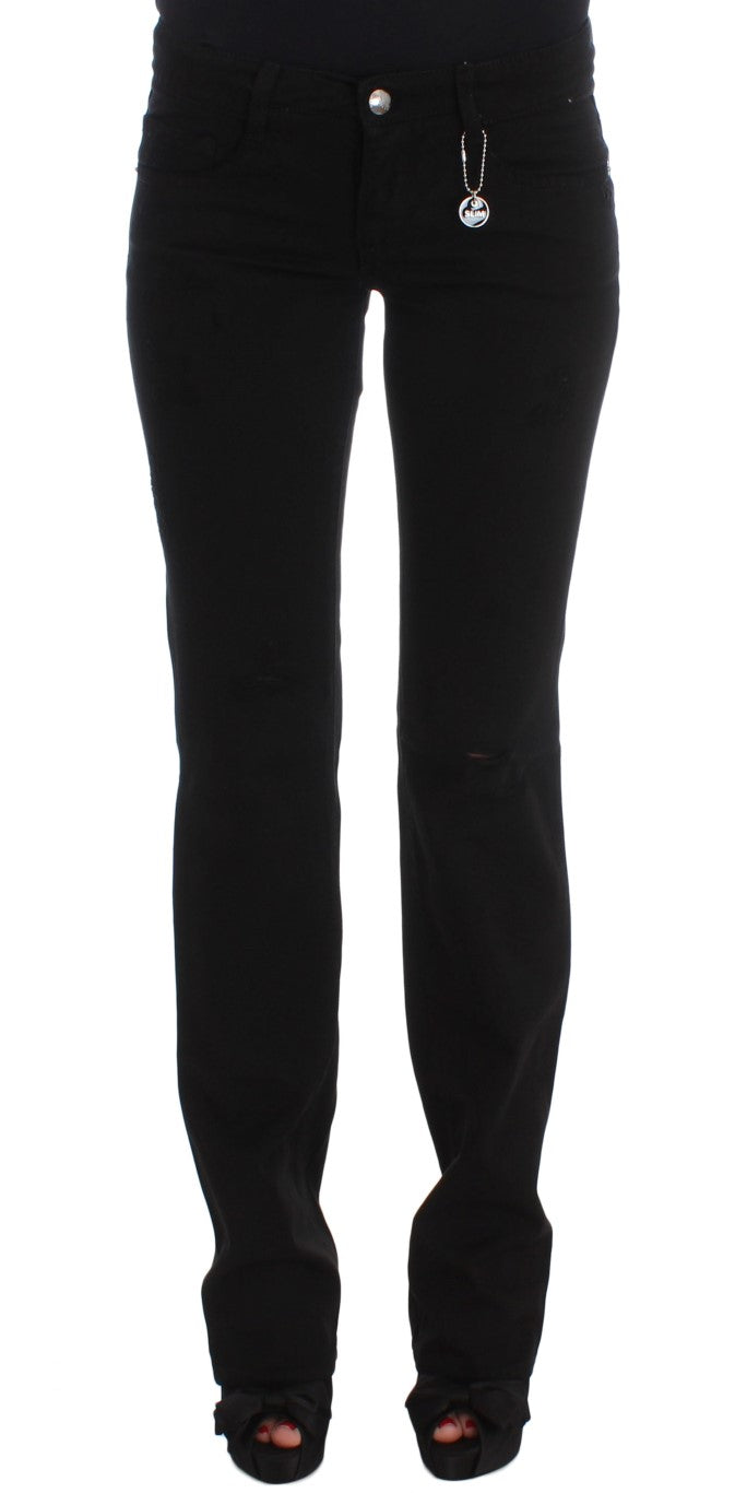 Costume National Chic Black Slim Fit Zippered Cotton Jeans