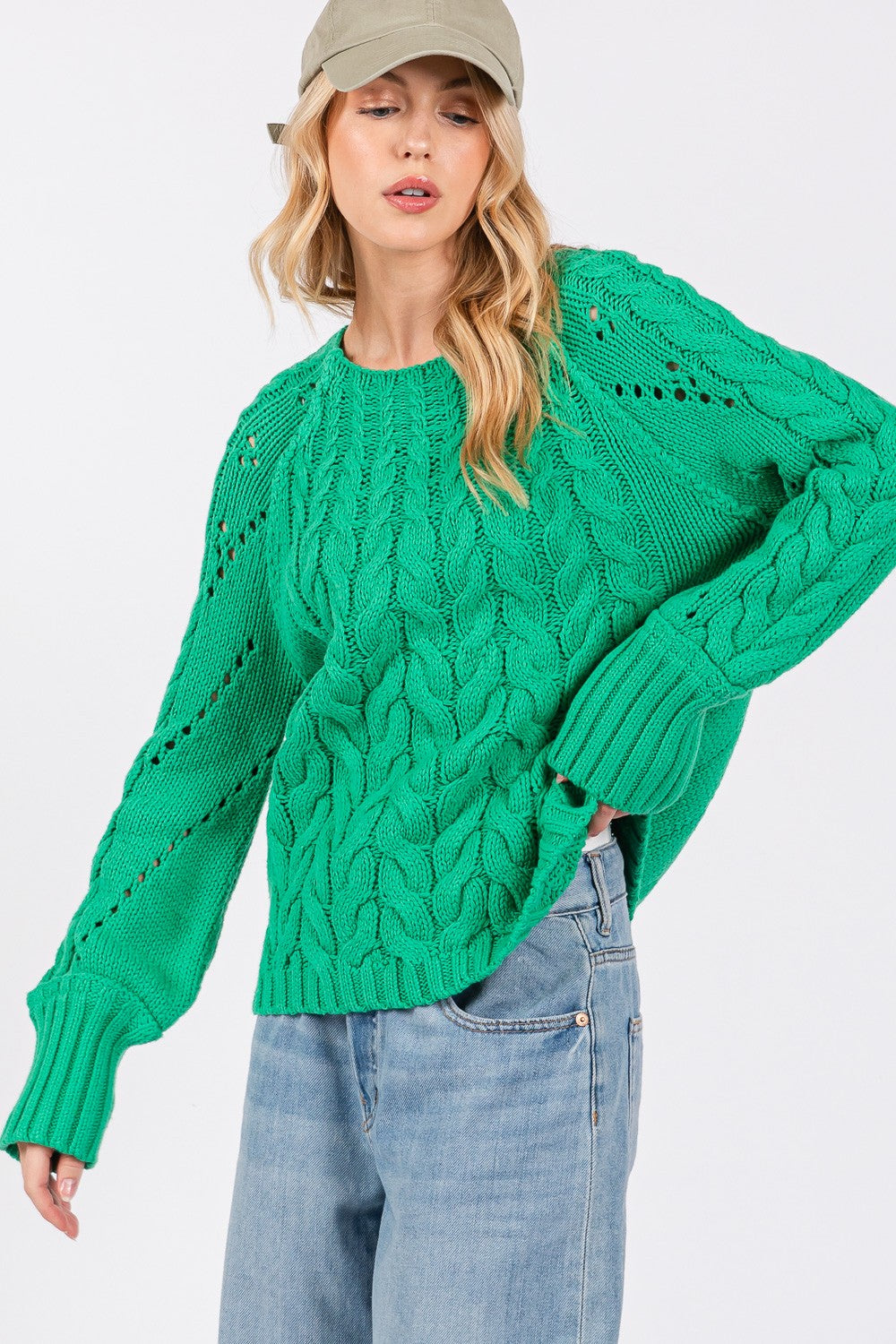 SAGE + FIG Langärmliger Pullover mit Zopfmuster