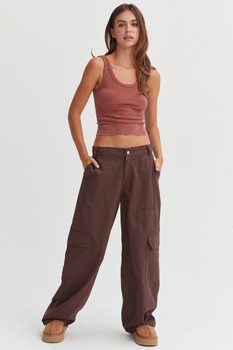 HYFVE Elastic Waist Wide-Leg Cargo Pants