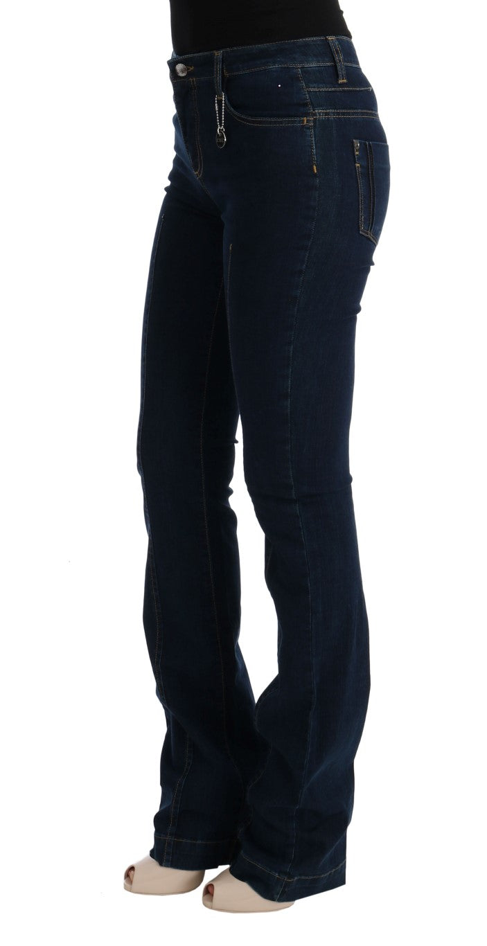 Costume National Chic Flared Cotton Jeans in Blue